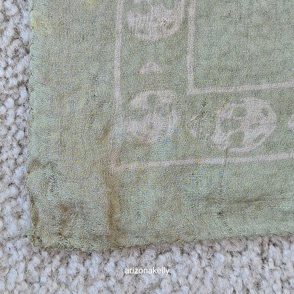 Alexander McQueen Silk Chiffon Classic Skull Scarf Sage Green - Picture 14 of 16
